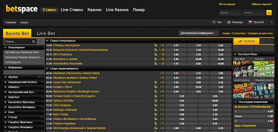 Ставки в букмекерской конторе Betspace
